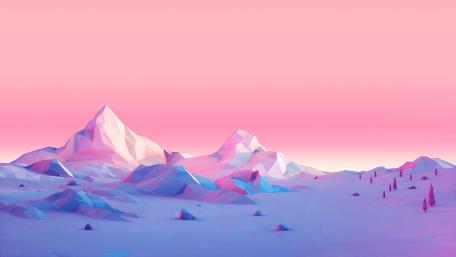 Pink low-poly landscape wallpaper