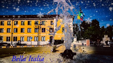 Charming Italian City Scene with Water Fountain wallpaper