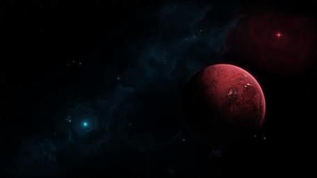 Enigmatic Crimson Exoplanet in the Cosmos wallpaper