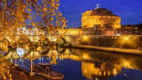 Evening Charm of Rome's Historic Castle wallpaper