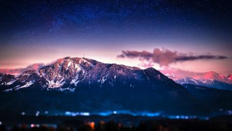 Majestic Mountain Under Starry Sky wallpaper