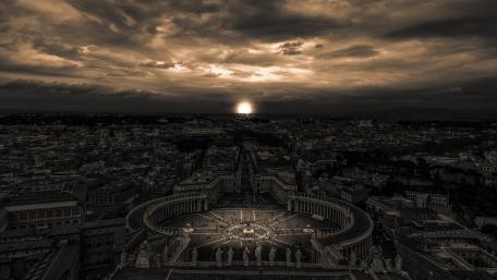 Sunset Over the Cityscape Square wallpaper