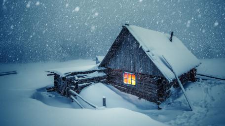 Winter Sanctuary in the Snowstorm wallpaper