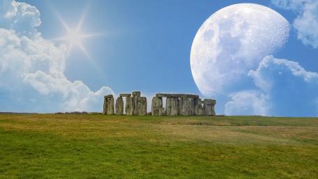 Mystical Stonehenge Under a Galactic Sky wallpaper