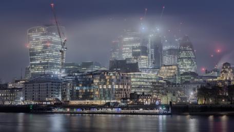 Modern Cityscape Illuminated at Night wallpaper
