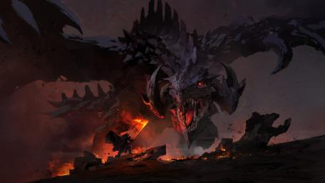 Dragon's Fury Unleashed in Fiery Battle wallpaper