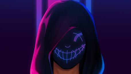 Purple & Pink Neon Mask wallpaper