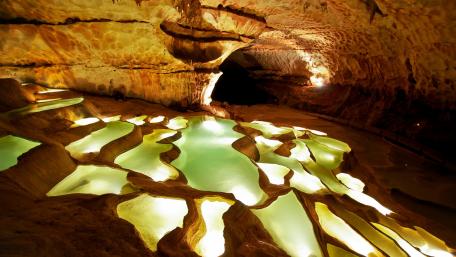 Rimstone Formation in Caves near Saint-Marcel-d'Ardèche, France wallpaper