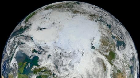 Blue Marble 2012 - "White Marble" Arctic View (Western Hemisphere) wallpaper