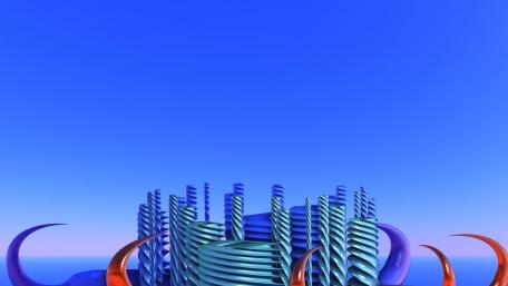 Dynamic Fractal Harmony in Blue Sky Scene wallpaper