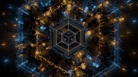 Futuristic Geometric Illusion in Neon Light wallpaper
