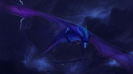 Purple Dragon Soars the Night Sky wallpaper