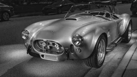 Classic Silver Shelby Cobra in Monochrome Style wallpaper