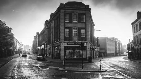 Misty Morning in Northampton's Vintage Corner wallpaper