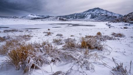 Winter Wonderland Over Frozen Lake wallpaper