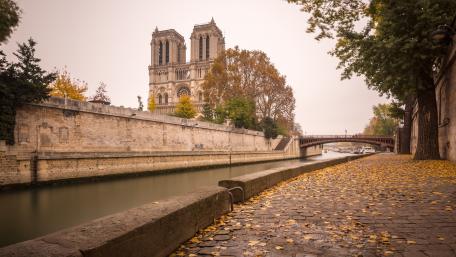 Serene Autumn in Paris by the Seine River wallpaper