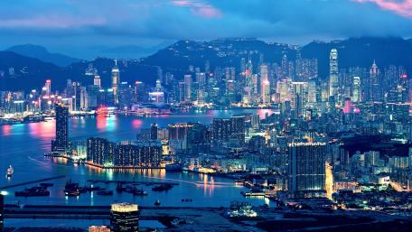 Vibrant Nightscape of Hong Kong Cityscape wallpaper