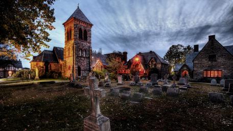 Mystical Evening at the Cemetery wallpaper