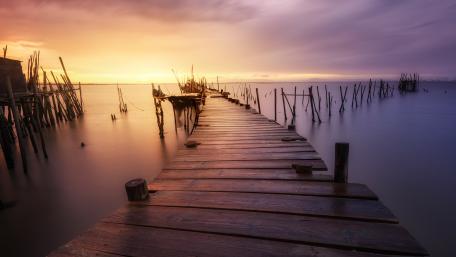 Sunset Over Serene Dock wallpaper