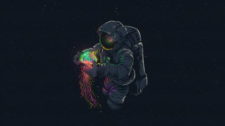 Neon Jellyfish Encounter in Space wallpaper