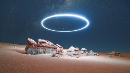 Mystical Ring Over Desert Rocks wallpaper