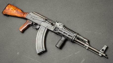 Iconic Assault Rifle on Display wallpaper