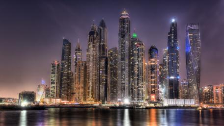 City of Lights Skyline at Dusk wallpaper