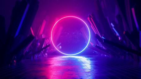 Neon Gateway to the Retro Digital Realm wallpaper