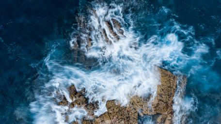 Majestic Aerial View of the Blue Sea wallpaper