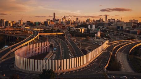 Urban Skyline at Dusk in 4K Quality wallpaper