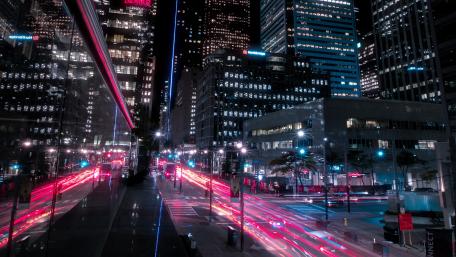 Urban Symphony in Neon Shades wallpaper