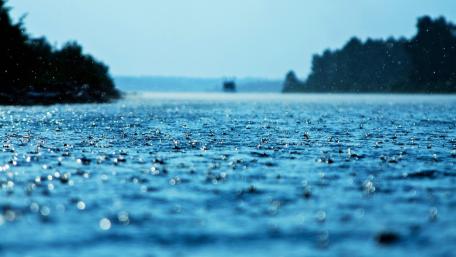 Blue Rainy Day by the Lake wallpaper