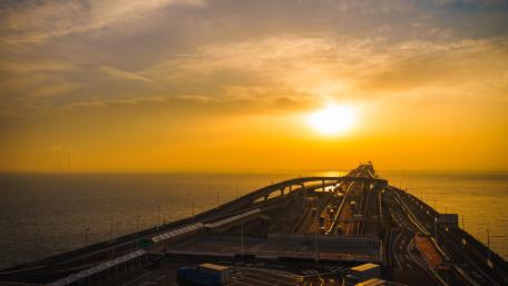 Tokyo Bay Aqua-Line Highway At Sunrise wallpaper
