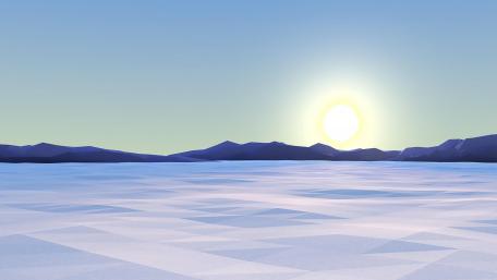 Serene Sunrise Over Low-Poly Landscape wallpaper