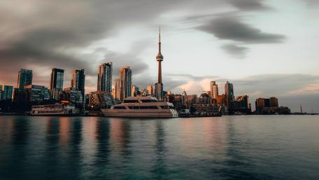 Toronto Skyline at Sunset Panorama of Urban Elegance wallpaper