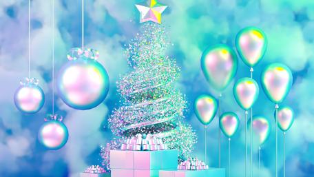 Enchanted Christmas Celebration in Blue wallpaper