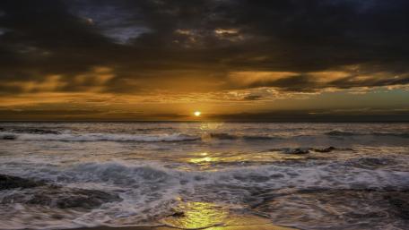 Golden Waves Embracing the Dusk wallpaper