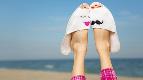 Playful Summer Slippers by the Beach wallpaper