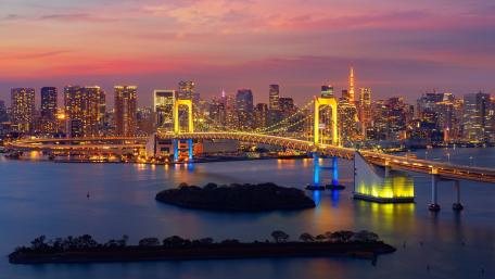 Rainbow Bridge at evening (Japan) wallpaper