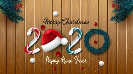 2020 Merry Christmas and Happy New Year wallpaper
