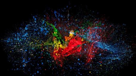 Colorful Paint Explosion on Black Background wallpaper