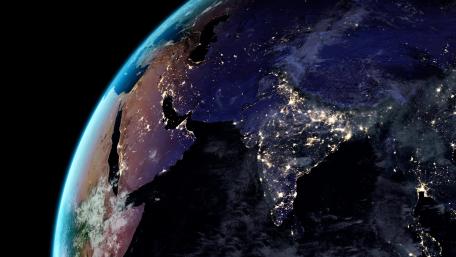 Glimmering Lights of Asia from Space wallpaper
