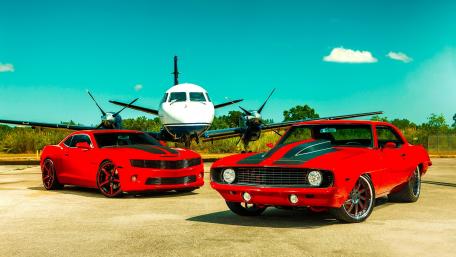 1969 & 2011 Chevrolet Camaros wallpaper