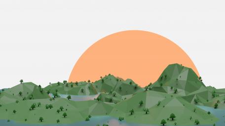 Low Poly Sunrise Over Serene Lake wallpaper