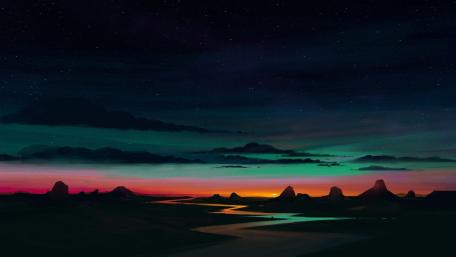 Starry Night Over Fantasy River wallpaper