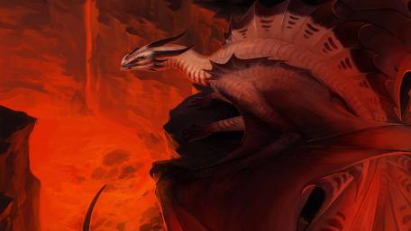 Fiery Dragon in a Volcanic Realm wallpaper