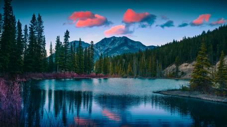 Twilight Serenity at a Mountain Lake wallpaper