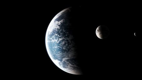 Earthlike planet with twin moons wallpaper