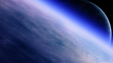Blue Planet Horizon in Space wallpaper