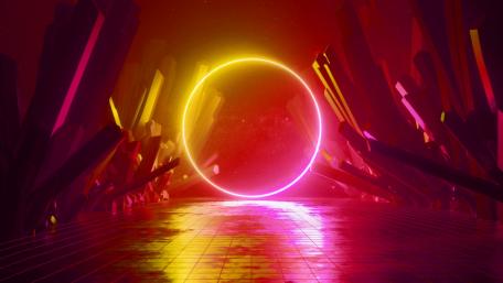 Neon Eclipse in a Digital Realm wallpaper